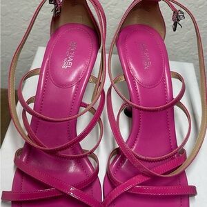 Michael Kors Hot Pink Multi-Strap Heeled Sandals